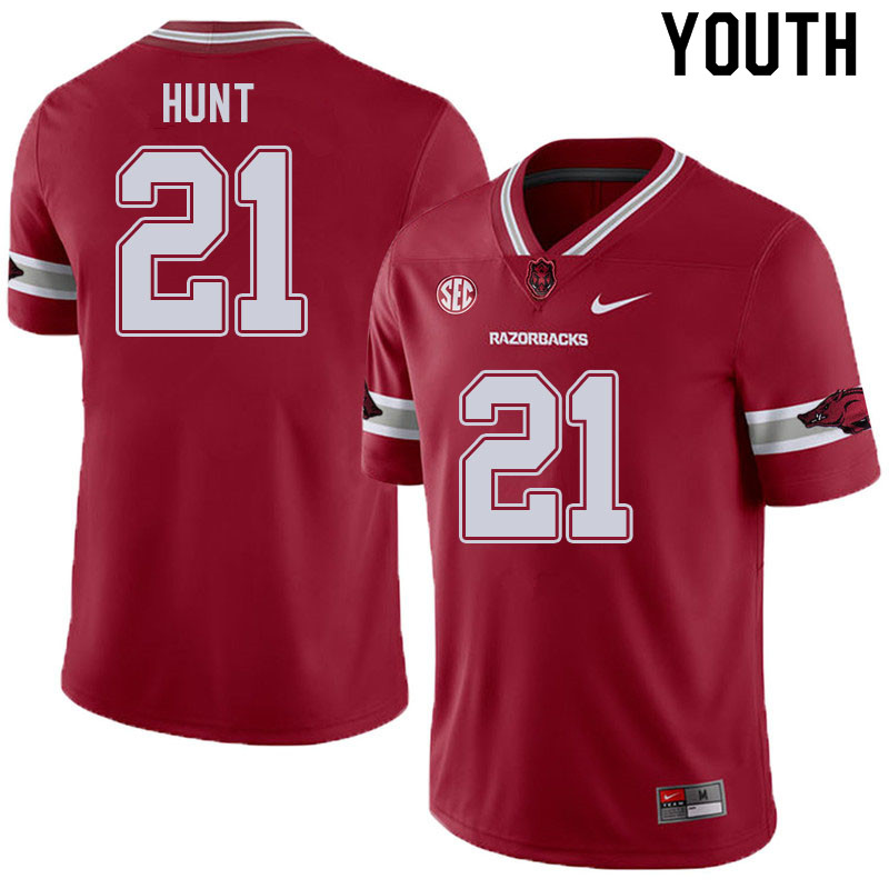 Youth #21 Javion Hunt Arkansas Razorbacks College Football Jerseys Sale-Alternate Cardinal - Click Image to Close
